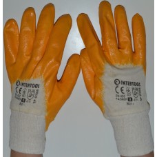 Перчатка х/б трикотаж покрытая нитрилом (желтая) INTERTOOL size 8,9,10