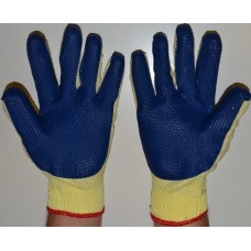 Перчатки каменщики синие трикотажные с латексным покрытием