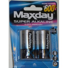 Батарейки пальчиковые MAXDAY Super Alcaline R14 1,5V, 12шт/уп мощные батарейки размер - C