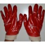 Перчатки кислотостойкие х/б трикотаж полное ПВХ покрытие вязаный манжет красные 123-127г